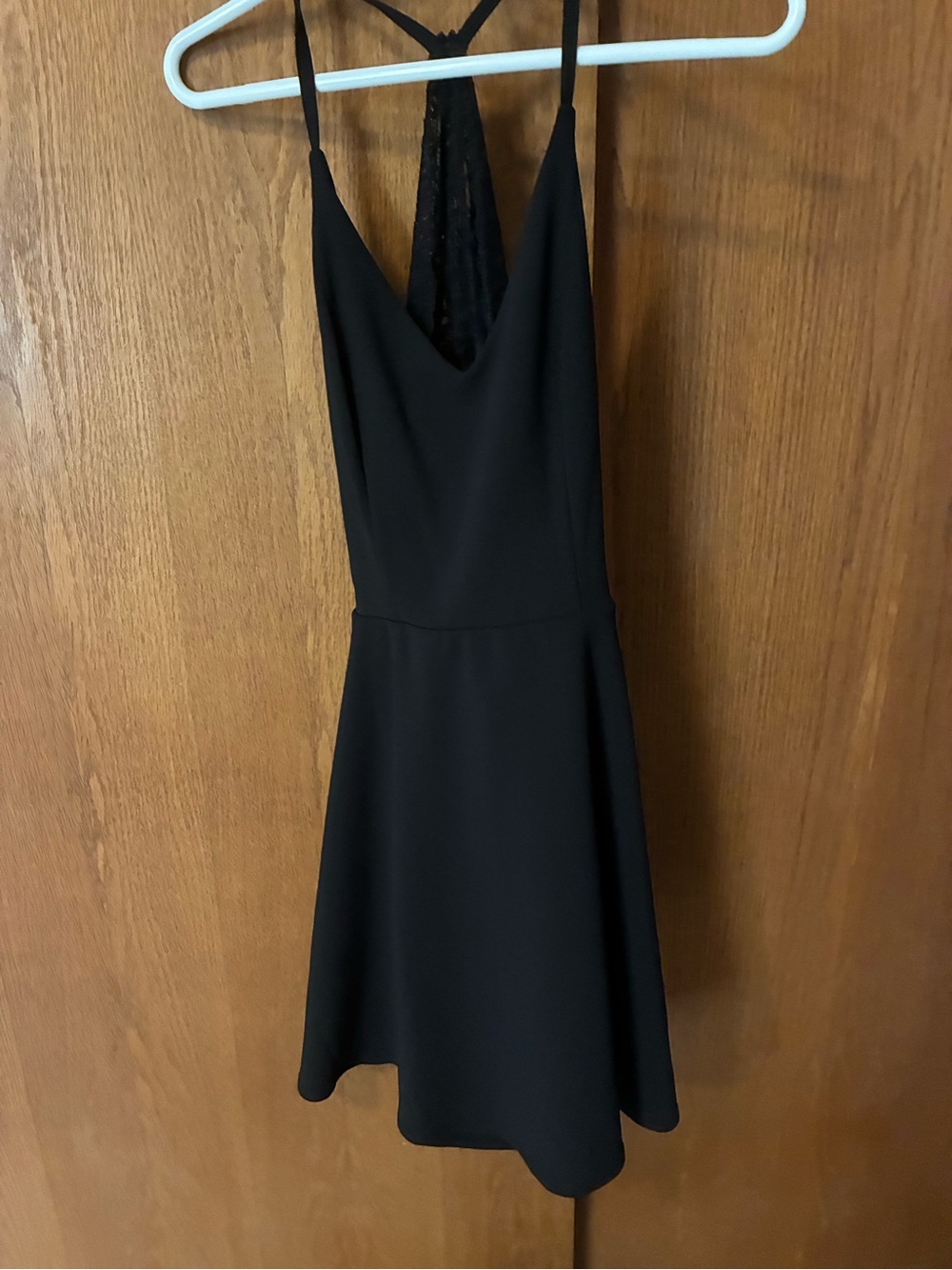 Black Spaghetti-Strap Skater Dress with lace back